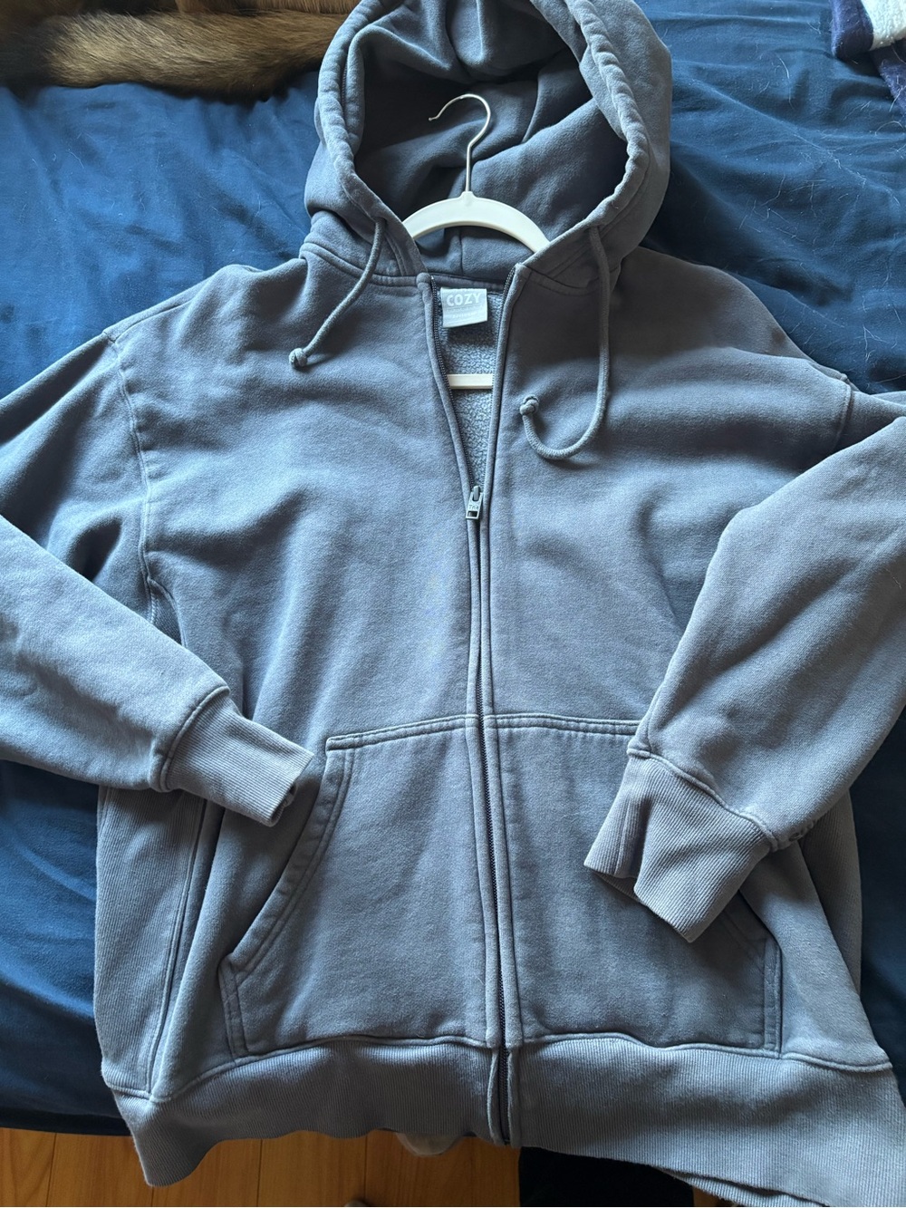 TNA Cozy Boyfriend Zip Hoodie in Slate Gray